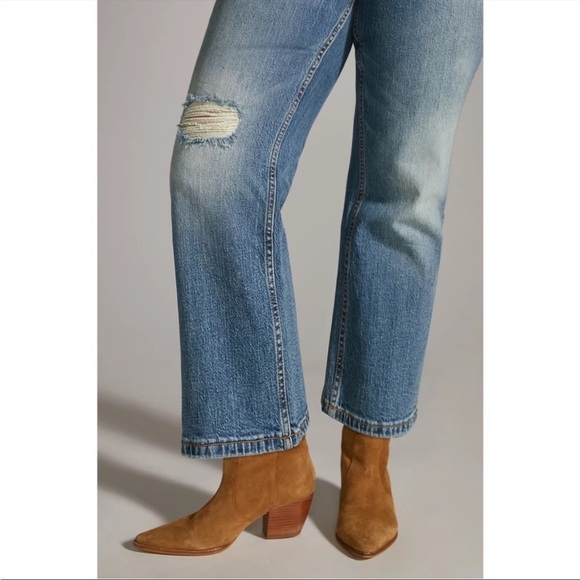 ANTHROPOLOGIE Pilcro Ripped Flare Jean Distressed Blue Plus Size 32 Tall NWT - Picture 13 of 15